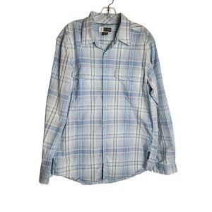 ExOfficio Insect Shield Mens Large Blue Plaid Long Sleeve Button Down Shirt